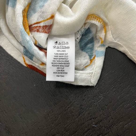 Cynthia Rowley Womens Size Large Short Sleeve 100% Linen Top Botanical Neutral - Picture 14 of 14